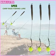 KKXYSTAR 5 Peças De Gancho De Pesca De Carpa , 3 #-10 Equipamento De Cabelo Pronto , Isca Equipamentos