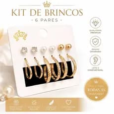 Kit brincos femininos delicados coração /argolinha/ponto de luz folheado banhado a ouro
