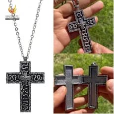 Colar Com Pingente De Corrente SHGIRLRL , Compartimento Secreto , Cruz De Aço Inoxidável , Vintage