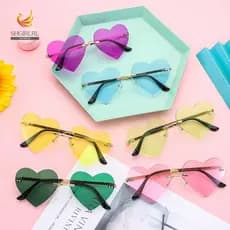 SHGIRLRL Óculos De Sol Com Coração Sem Aro , Fantasia De Cosplay , Acessórios De Hippie , De Metal