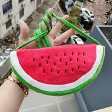 Bolsa De Melancia De Pelúcia AESTRELLA , Crossbody Ajustável Com Zíper , Sacola Prática De Desenho Animado