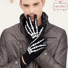 AESTRELLA Luvas De Dedo Completo Punk Legal Exclusivo Antiderrapante Manter Quente Esqueleto Mão Osso Masculino Meio