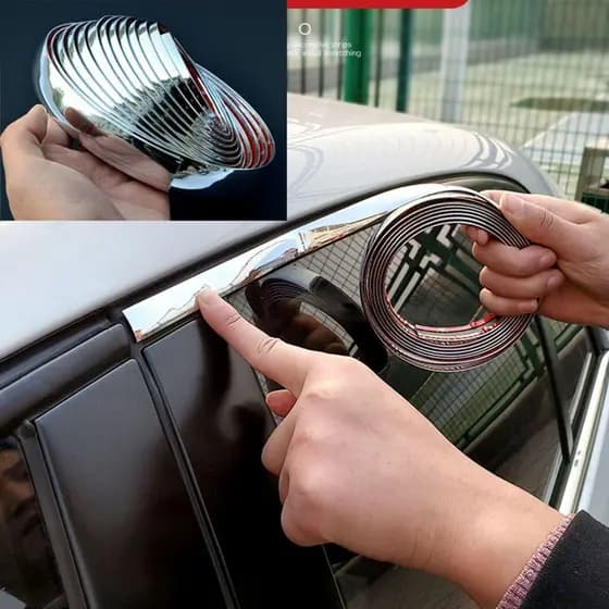 Fita Cromada Anti-Colisão Protetora para Porta de Carro 3M Brilho Auto Adesivo