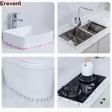 Fita Impermeável Para Pia de Cozinha SUNSET Autoadesiva de Canto Vedação PVC Selante Antimofo Cozinha Banheiro