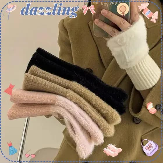 Luvas Meia Dedo Pelúcia Macias Quentes Outono Inverno Feminino Escrita