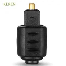 Adaptador De Cabo Óptico Digital Kerenaa Para DVD TV Preto Redondo Quadrado Conector De Áudio