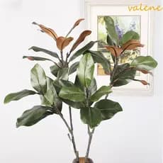 Planta De Magnólia Artificial VALENE , Folhas De Borracha Grandes , Ramo De Árvore Simulado , Plantas Artificiais De 110