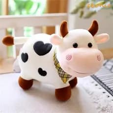 EBONIE Pelúcia De Vaca Brinquedo Decoração De Casa Desenho Animais Sorriso Boneca Touro Macia