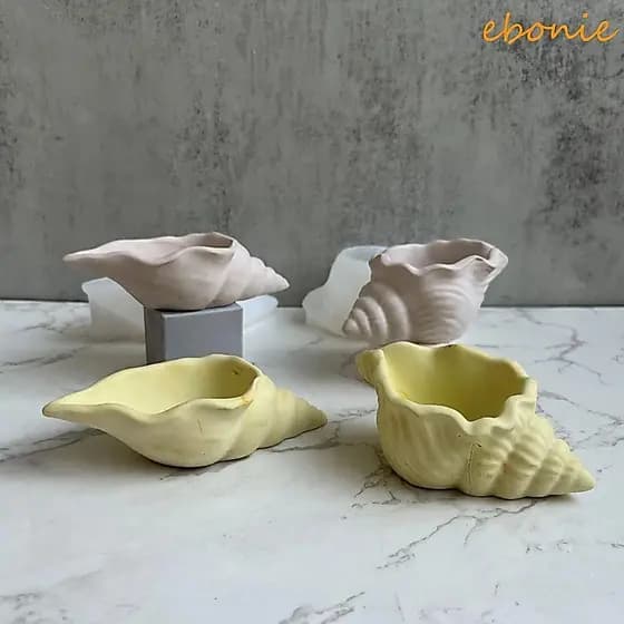Moldes De Silicone De Concha EBONIE , Resina Artesanais De Mar , Caixa De Armazenamento 3D Molde De Vela De Gesso DIY