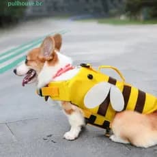 PULLHOUSE Roupas De Banho Para Cães , Colete Salva-Vidas Ajustável De Estimação Prático E Macio Arreios Ao Ar
