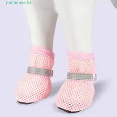 PULLHOUSE 4 Unidades/Conjunto Sapatos De Rede Para Cães , Refletivos De Malha Resistentes Ao Desgaste Respiráveis Ocos