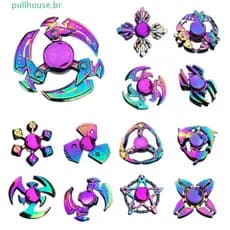 Spinner De Mão PULLHOUSE , Girador De Dedo Arco-Íris De Liga De Metal De Alta Velocidade , Giroscópio De Ponta Do Com As