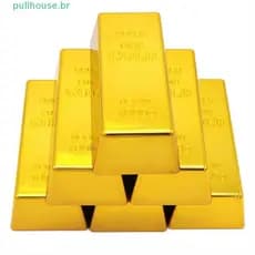 Barra De Ouro Falsa PULLHOUSE , Tijolo Dourado Brilhante De Peso De Papel , Barras De Simulação De Plástico Para Decoraç