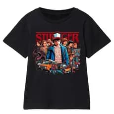 Camiseta Infantil Personagens Stranger Things Camisa Meninos Meninas Algodão