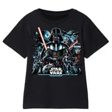 Camiseta Star Wars Infantil Camisa 100% Algodão Darth Vader Espada de Luz
