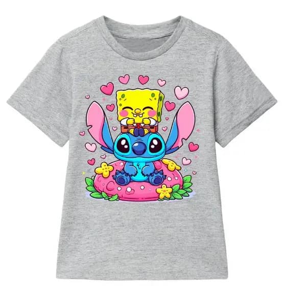 Camiseta Bob Esponja Stitch Fofo Meninas T-Shirt Varias Cores Roupa Infantil Envio Hoje