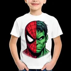 Camiseta camisa Infantil - Hulk e Homem Aranha algodão Heróis