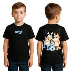 Camiseta Infantil Bluey e Bingo Desenho Animado Estampa Frente e Costas