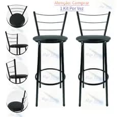 2 Banquetas Médias 60cm Para Cozinha Gourmet Balcão Festas Área de Lazer Resistente