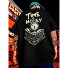 Camiseta Masculina Estampada Time Is Money Streetwear Camisa Feminina 100% Algodão Premium