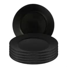 Jogo 06 Pratos Vidro Opaline Flare Preto Raso 26cm Hauskraft