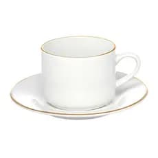 Jogo de Xícaras de Chá Royal em Porcelana com Borda Dourada 200ml 4 Peças - Hauskraft