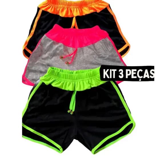 Kit 3 Short Feminino Confort Soft Cores