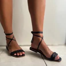Sandália Rasteira de Amarrar Rasteirinha Gladiador