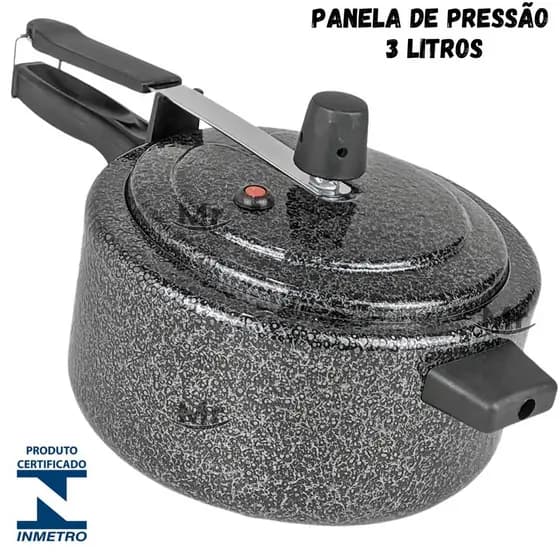 Panela De Pressão 3 Litros Preta Craqueada com Ótima Pressao Panelas 3L Testada Segura e Durável