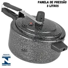 Panela De Pressão 3 Litros Preta Craqueada com Ótima Pressao Panelas 3L Testada Segura e Durável