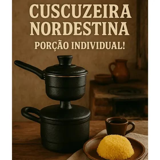 Cuscuzeira Prática Nordestina Porção Individual Tipo Paulistinha Peitinho Faz Cuscuz em 5 Minutos