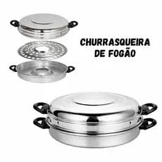 Churrasqueira de Fogão em Alumínio com Tampa Anti Fumaça Grelha para Churrasco em Casa e Apartamento