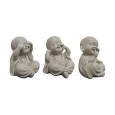 Trio de Budas Escultura Resina 8cm (Não Falo, Não Ouço, Não Vejo)
