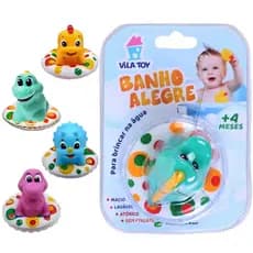 Brinquedos de Banho Para Bebês Dino Vila Toy Flutuante E Macio Lavável Atóxico Com Boia Para Bebês +4m
