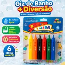 Giz De Banho Infantil Risque E Apague 6 Cores Lavável Sai Com Água Azulejo Box