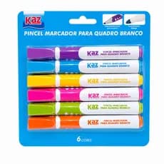 Marcador Para Quadro Branco Com 6 Cores Vibrantes Ponta Redonda De 4mm Canetão Lousa Colorido