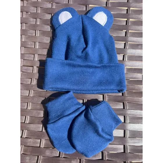 Kit Touca E Luva Com Orelha De Urso
