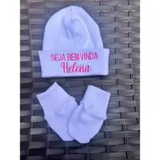 Kit Touca E Luva RN Boas Vindas E Nome Personalizado