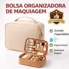 Necessaire Bolsa Maquiagem Com Divisórias Viagem Grande Organizador Cosméticos Impermeável