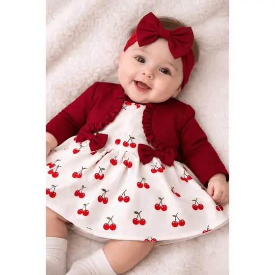 Vestido bebê menina Cereja Pâmela