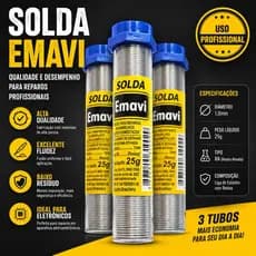 Estanho Solda Tubo 25G - Kit Com 3 Unidades