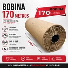 Rolo Bobina de Papel Kraft 40cm X 170 Metros Rolo 4kg 80 Gramas Embalagem Caixa Correios