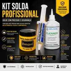 Kit Soldagem Eletronica Completo Fluxo Pastoso + Pasta Soldar 110g + Cleaner 250ml