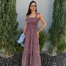 Vestido Mila Flores Azul Marinho