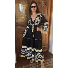 Vestido Boho Chic Premium Helga Preto
