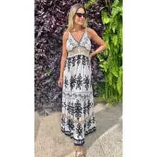 Vestido Boho Chic Sophia Preto e Dourado