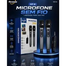 Kit 2 Microfone MO-E2 Dinâmico Sem Fio Profissional Recarregável UHF e Wireless Com Receptor