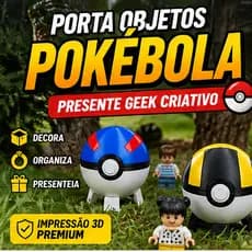 Pokébola Pokémon Porta Objetos | Decoração Geek Criativa com Suporte e Ímã