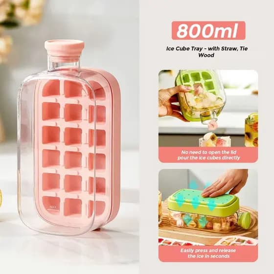 Garrafa em Acrílico com Cubos de Gelo 500ml / 800ml Sequeeze Exercício Físico Portátil