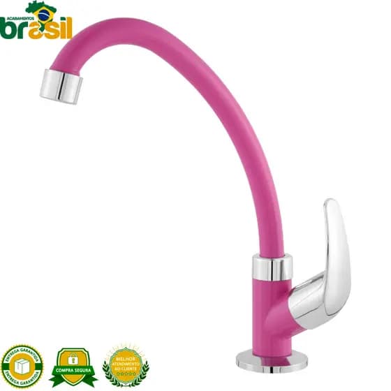 Torneira rosa pia Cozinha Rosa para Bancada - Bica Alta Gourmet